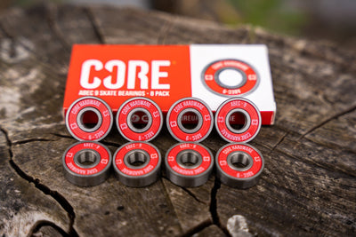 CORE ABEC 9 Skate Bearings Pack of 8 I Skate Board Bearings Packaging and Products