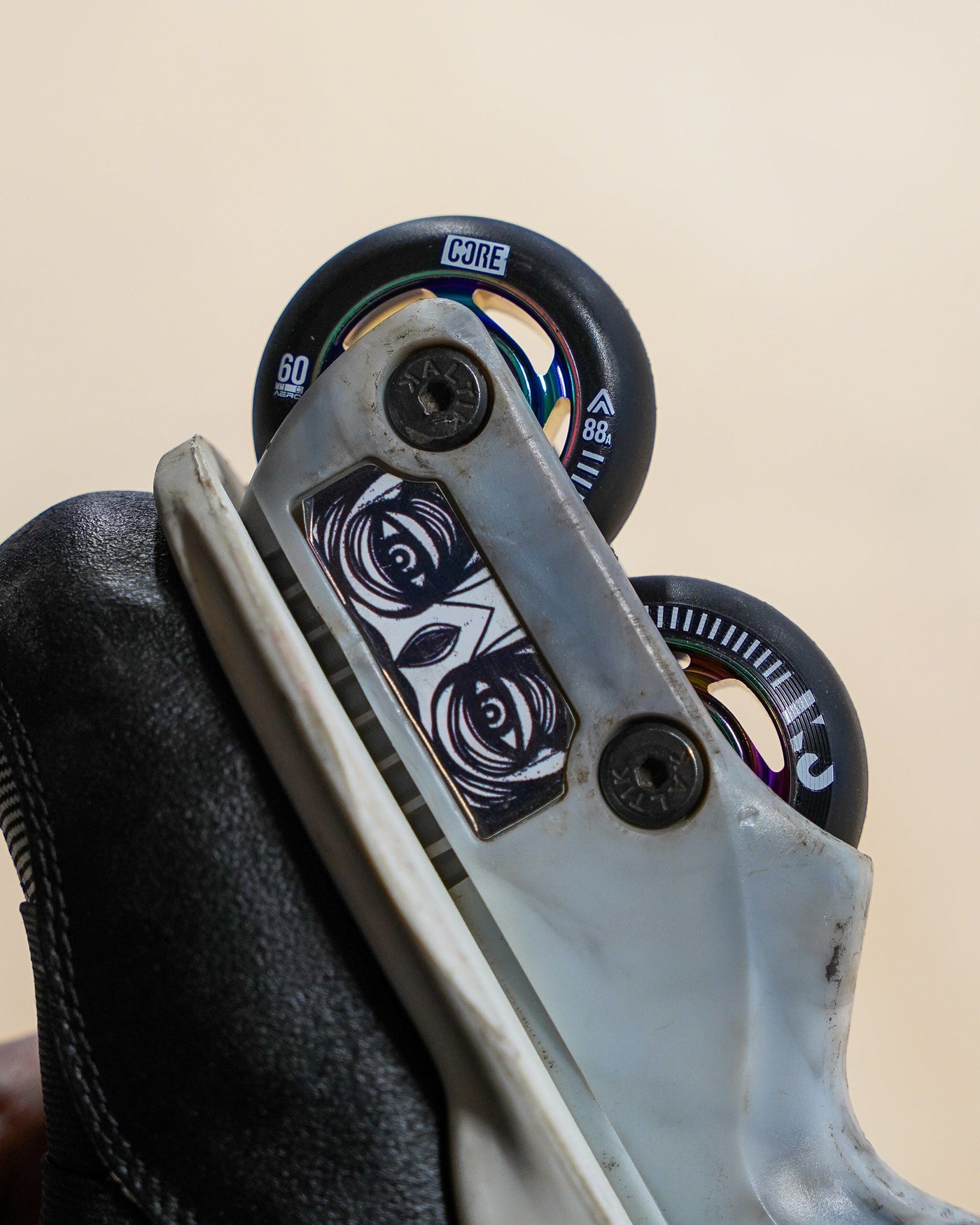 CORE Aero Inline Skate Wheels 60mm Black 4 Pack Bearings I Skate Bearings Zoomed In