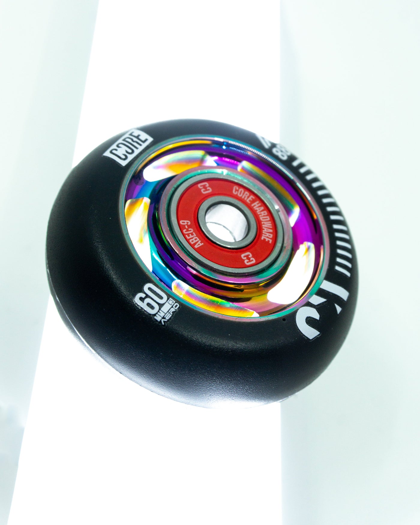 CORE Aero Inline Skate Wheels 60mm Neo Chrome 4 Pack Bearings I Skate Bearings Angled