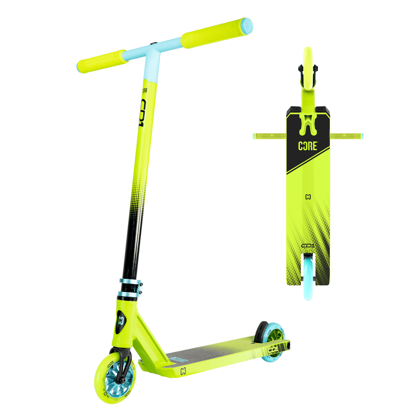 CORE CD1 Complete Stunt Scooter Lime & Teal I Adult Stunt Scooter