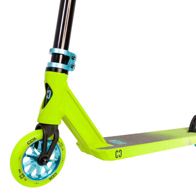 CORE CD1 Complete Stunt Scooter Lime & Teal I Adult Stunt Scooter Zoomed In Front