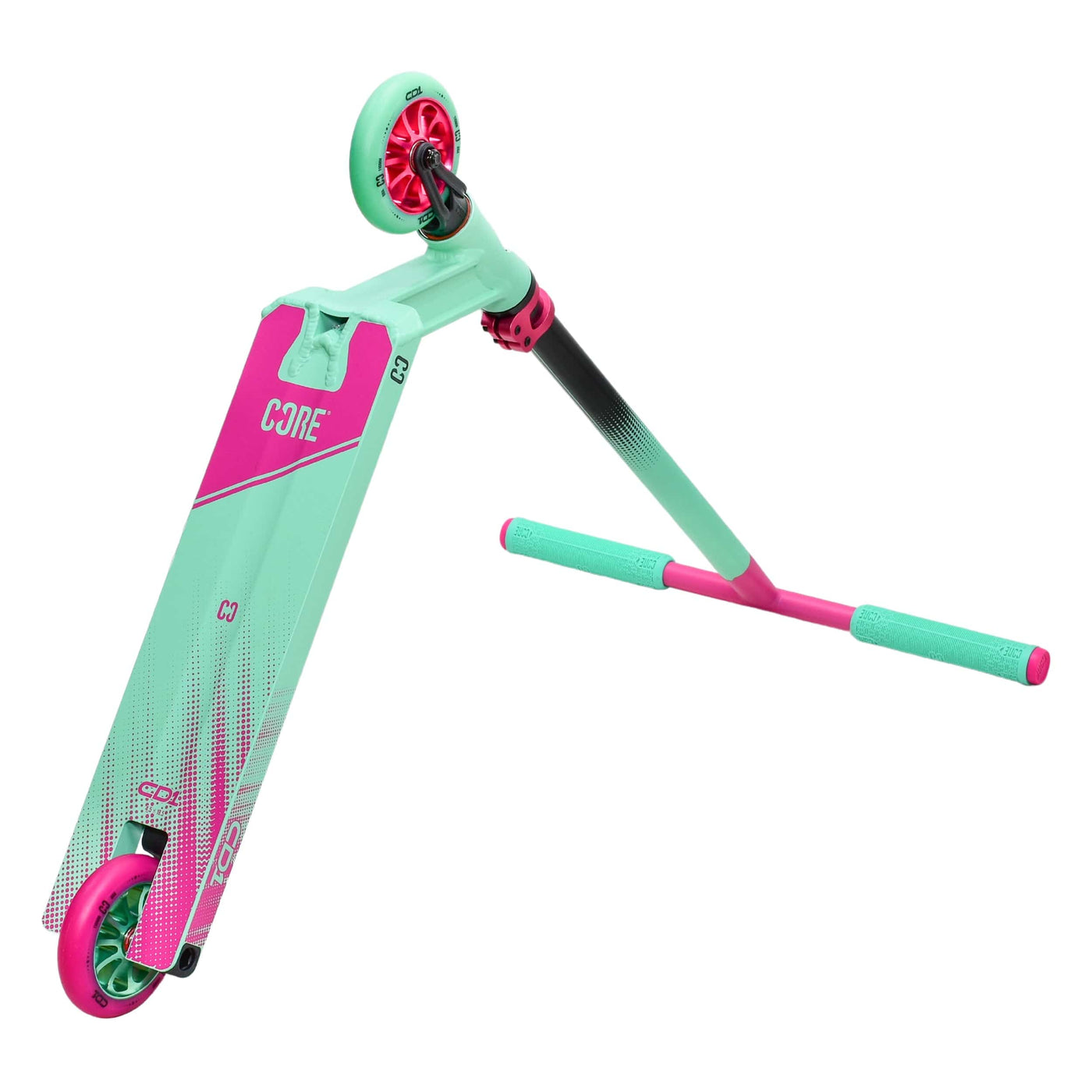 CORE CD1 Complete Stunt Scooter Teal & Pink I Adult Stunt Scooter Bottom