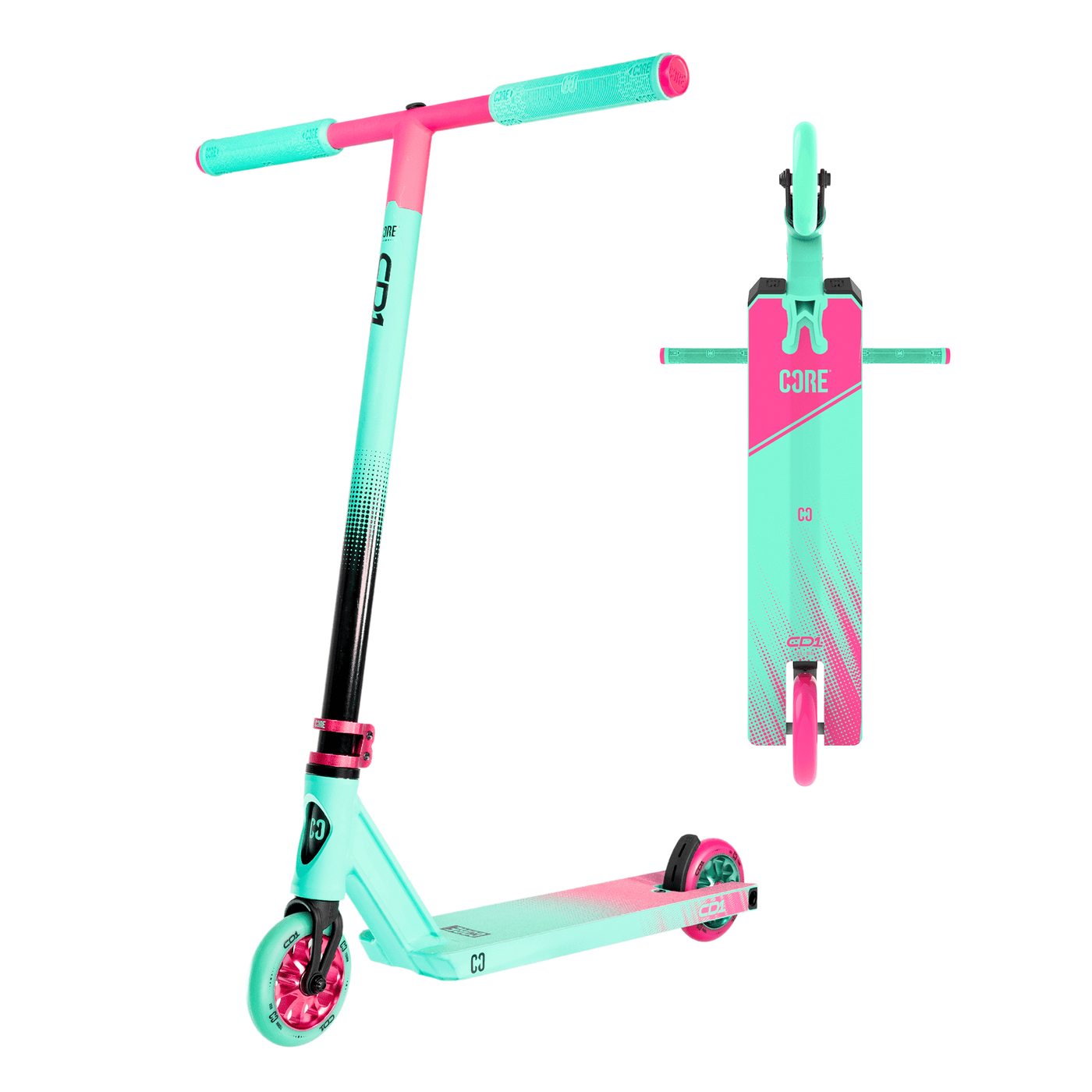CORE CD1 Complete Stunt Scooter Teal & Pink I Adult Stunt Scooter