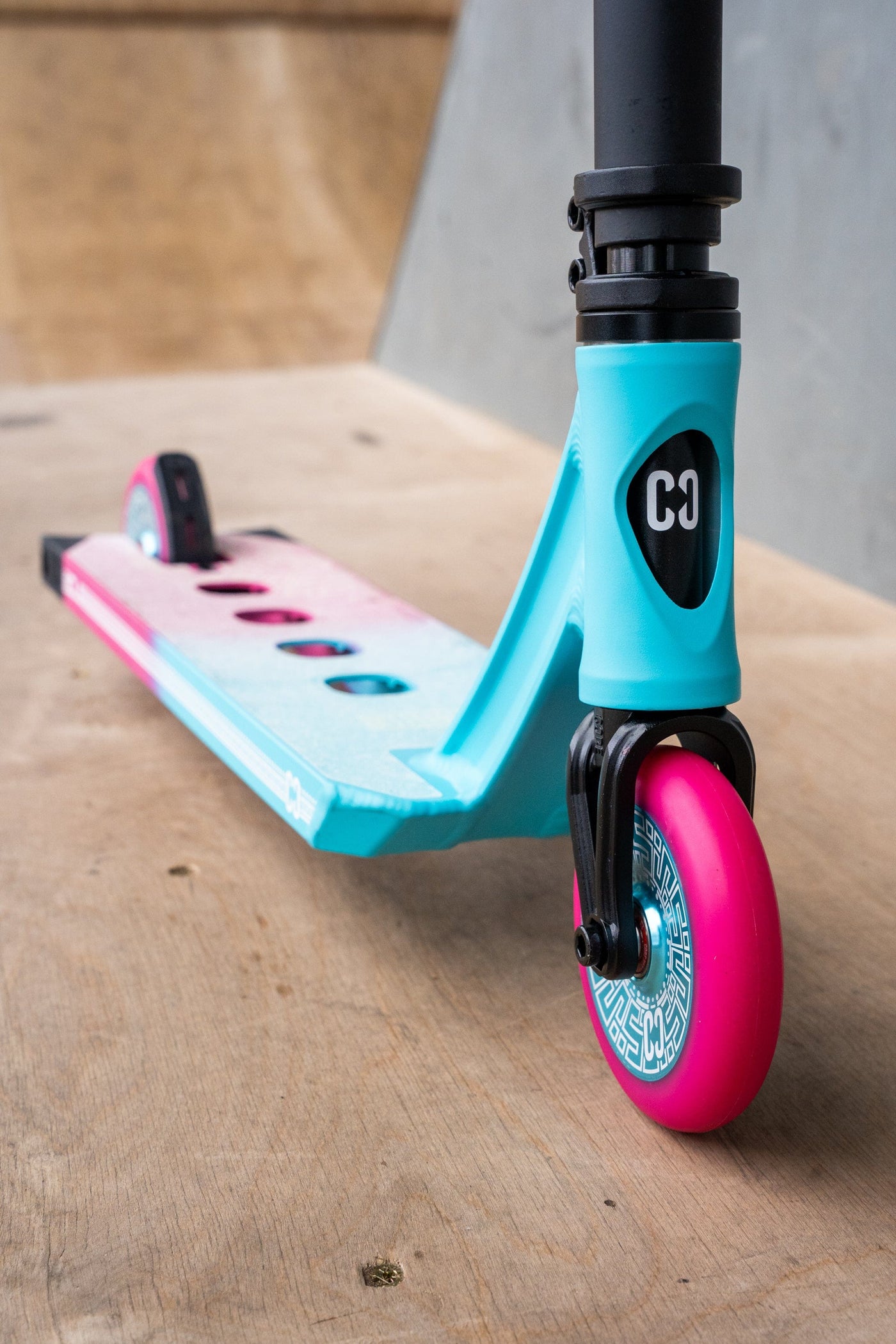 CORE CL1 Complete Stunt Scooter Pink & Teal I Adult Stunt Scooter Front End Zoom