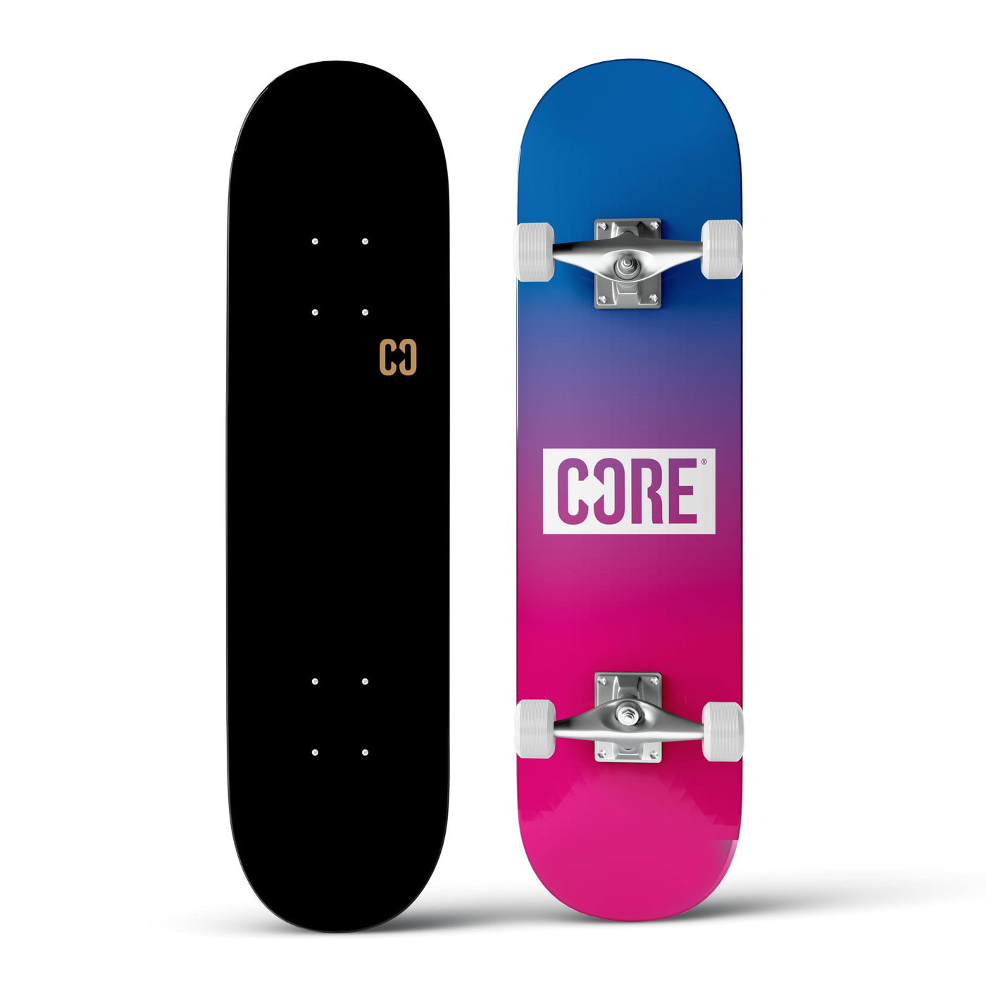 CORE Complete Skateboard Pink Fade C2 I Complete Skateboard Front Back