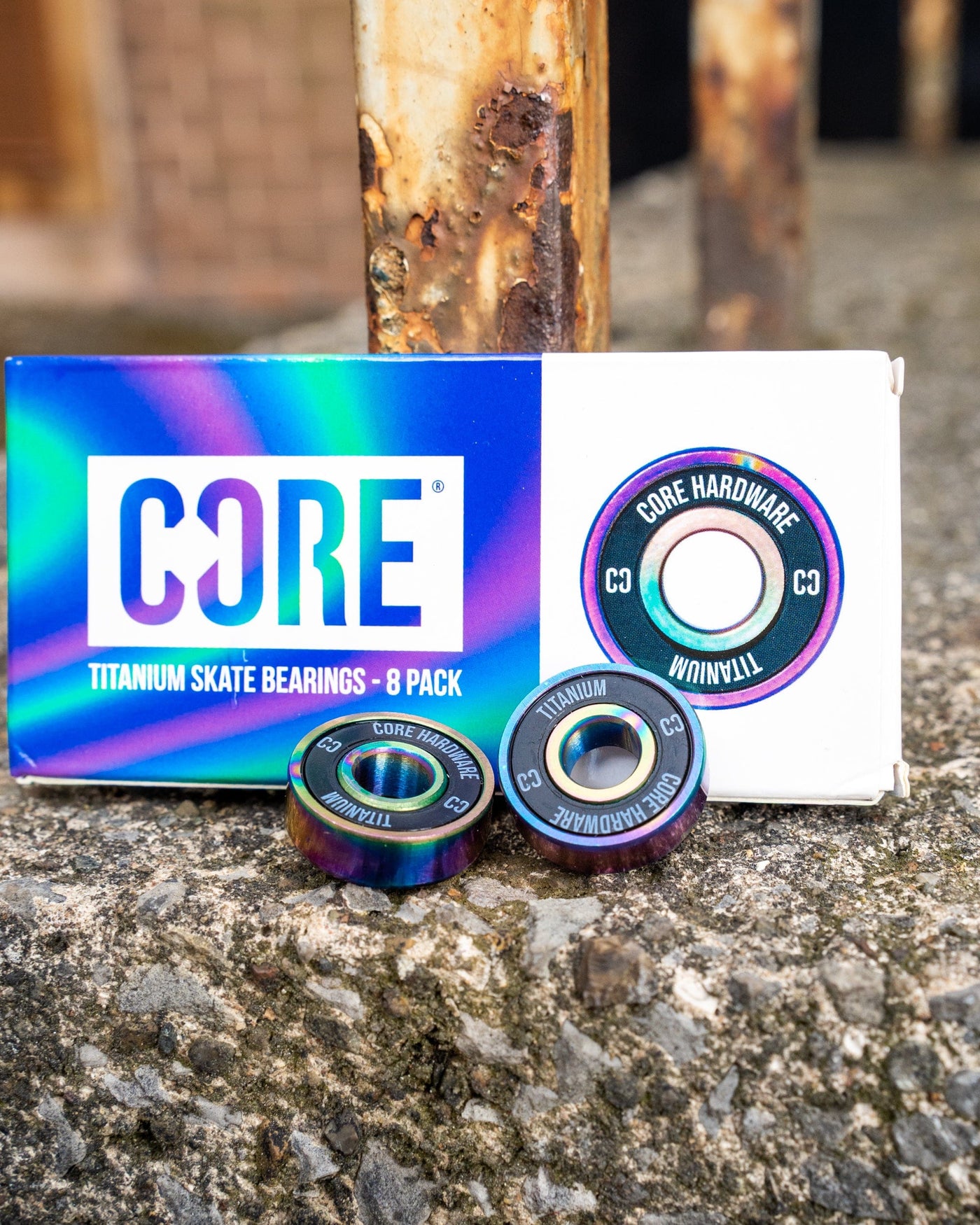 CORE Hardware Titanium Skate Bearings NeoChrome 8PK I Skate Board Bearings Packaging