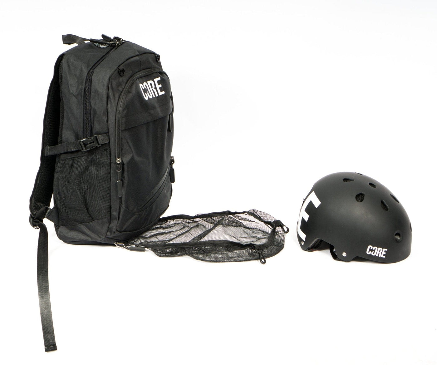 CORE Helmet Backpack Black I Backpack Helmet Holder Alt Angle Product in Use