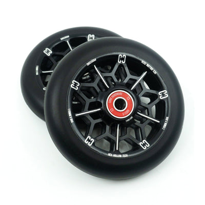 CORE Hex Hollow Stunt Black Scooter Wheel 110mm I Scooter Wheel Pair Angled