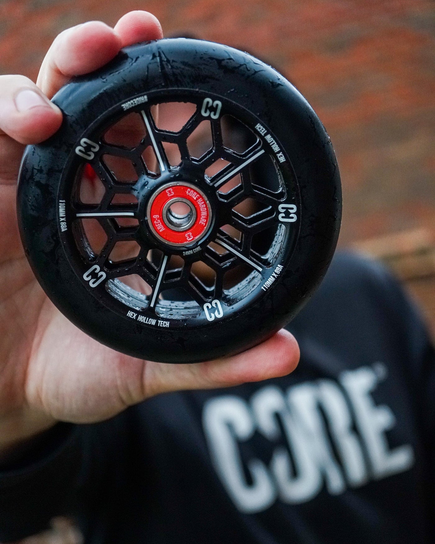 CORE Hex Hollow Stunt Black Scooter Wheel 110mm I Scooter Wheel Holding