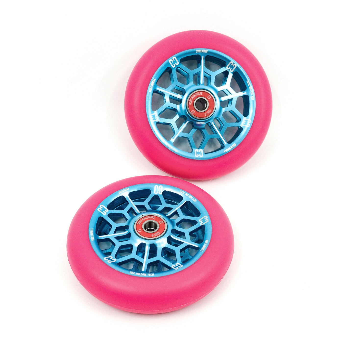 CORE Hex Hollow Stunt Pink & Blue Scooter Wheel 110mm I Scooter Wheel Pair