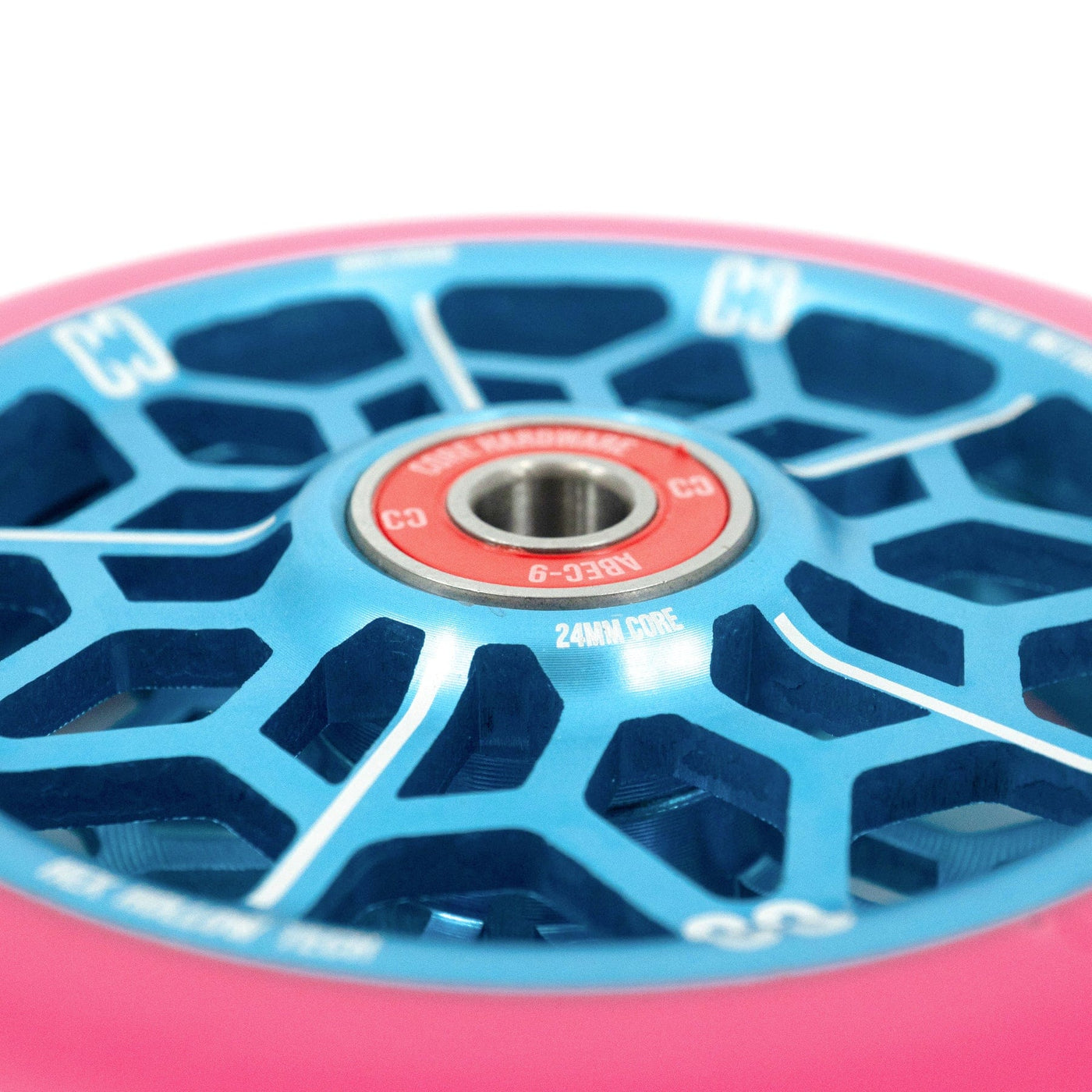CORE Hex Hollow Stunt Pink & Blue Scooter Wheel 110mm I Scooter Wheel Zoomed In