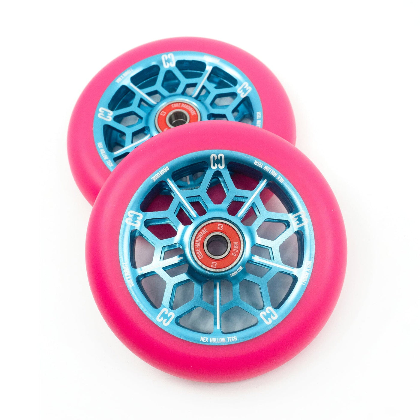 CORE Hex Hollow Stunt Pink & Blue Scooter Wheel 110mm I Scooter Wheel Paired