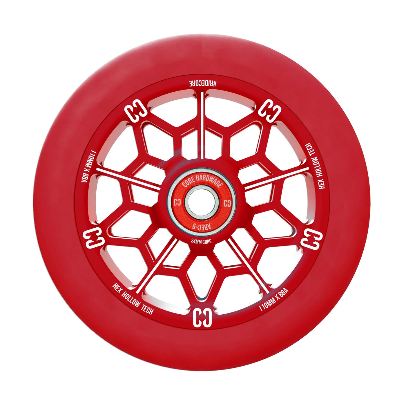 CORE Hex Hollow Stunt Red Scooter Wheel 110mm I Scooter Wheel Alternate Side
