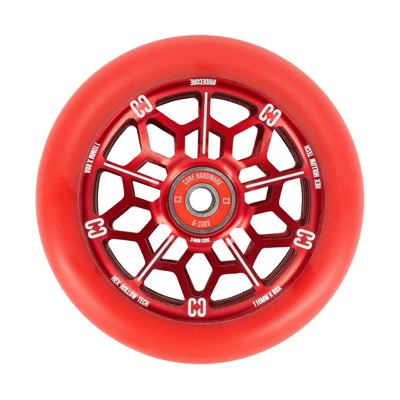 CORE Hex Hollow Stunt Red Scooter Wheel 110mm I Scooter Wheel Side