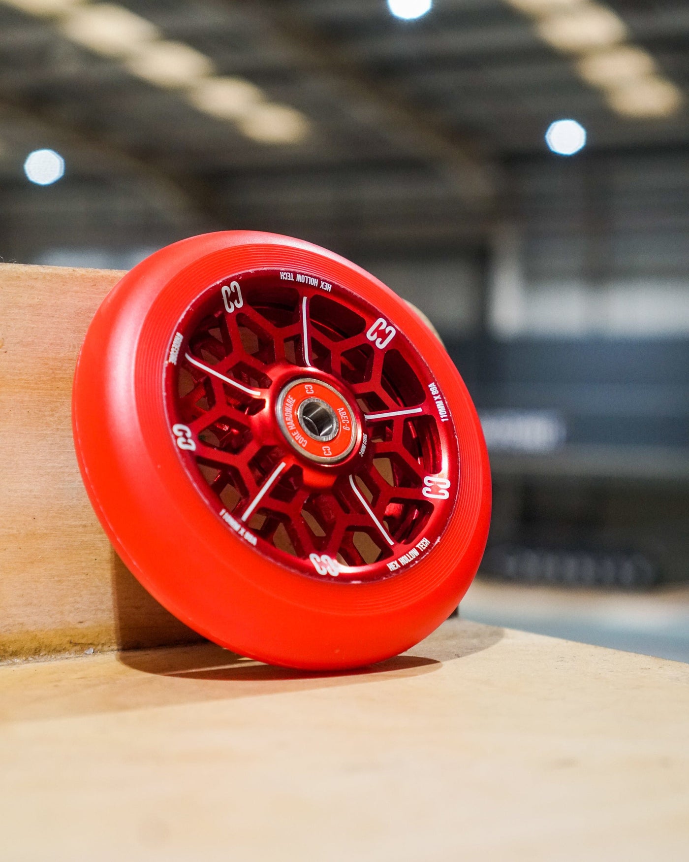 CORE Hex Hollow Stunt Red Scooter Wheel 110mm I Scooter Wheel Angled Leaning