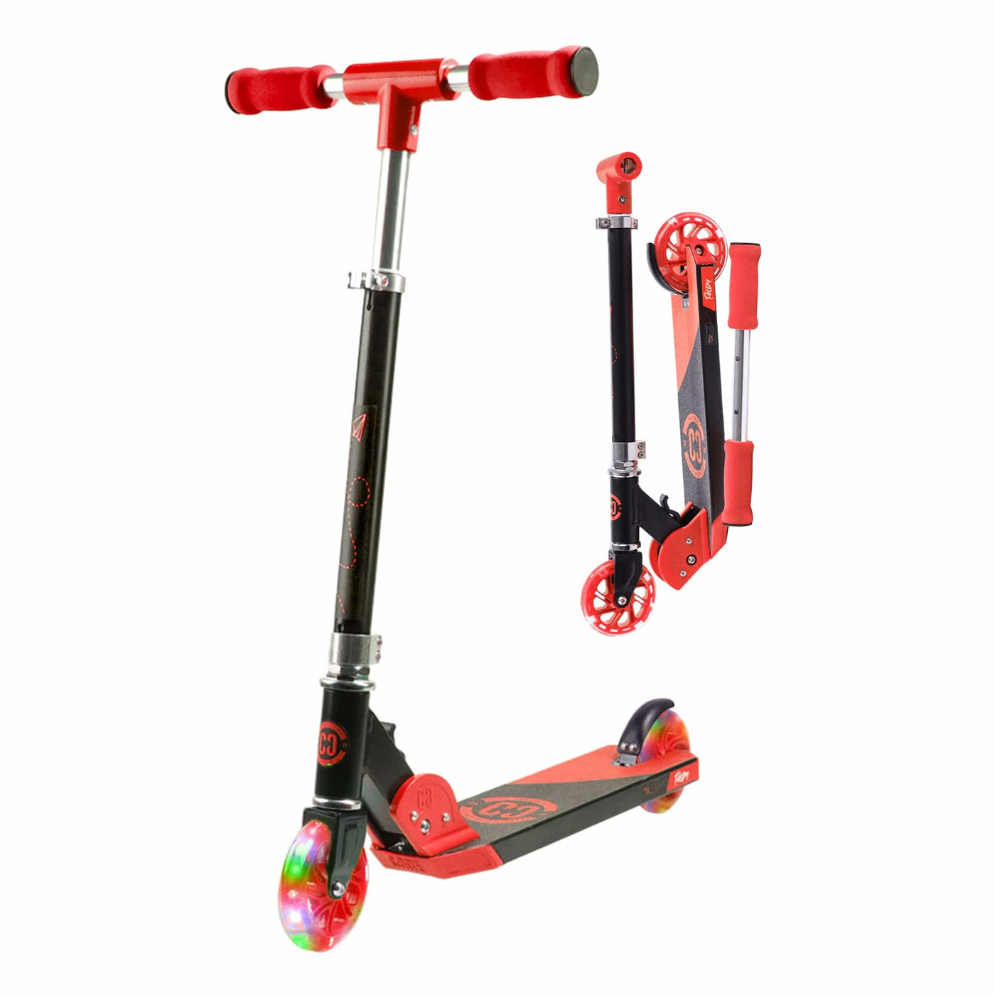 CORE Kids Foldy Black & Red Kick Scooter For Kids I Kick Scooter For Kids Fold Upright