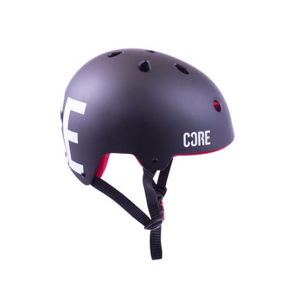CORE Pro Light Skateboard Helmet Black/Red I Skateboarding Hemet Alt Side Logo