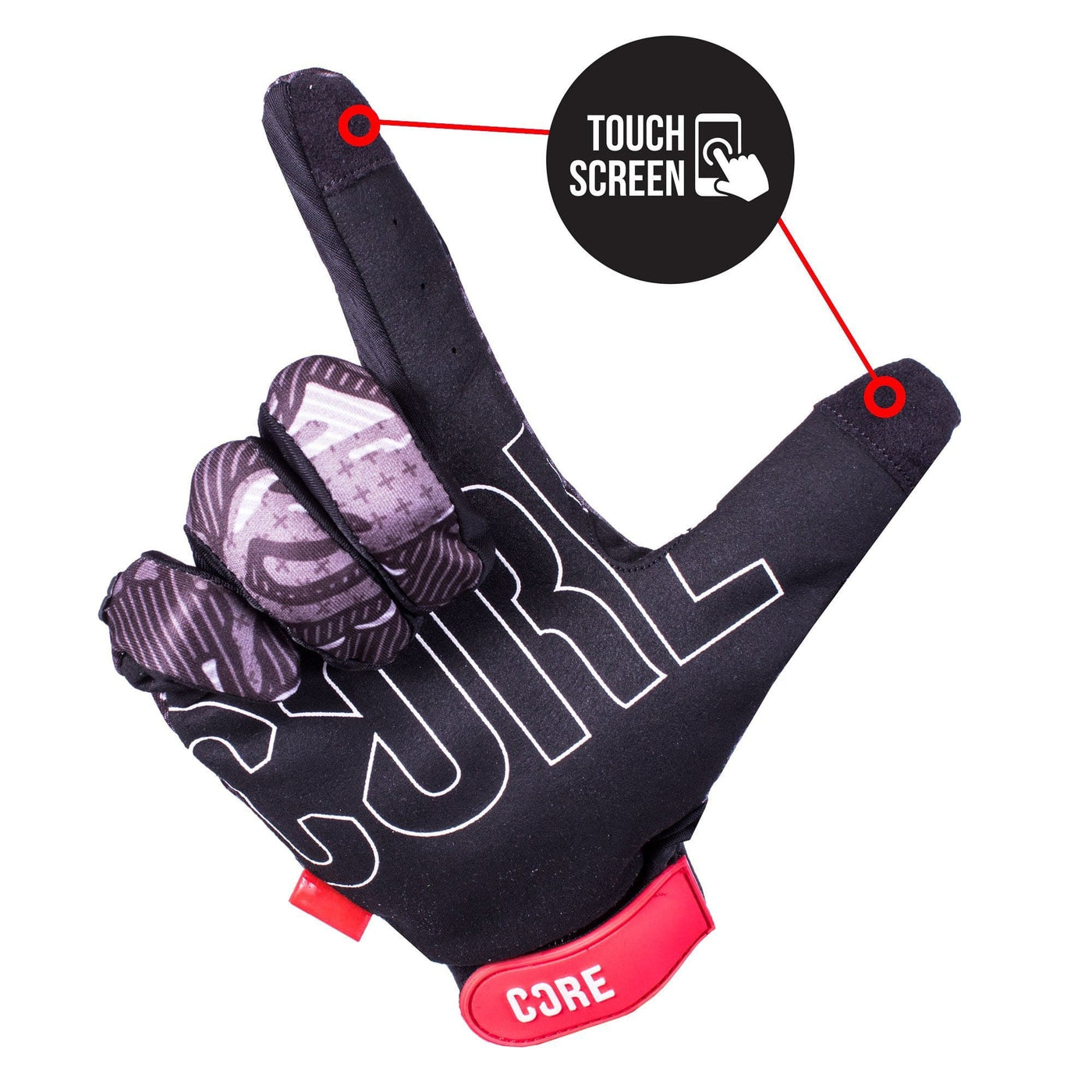 CORE Protection BMX Gloves Black Camo I Bike Gloves Touch Screen