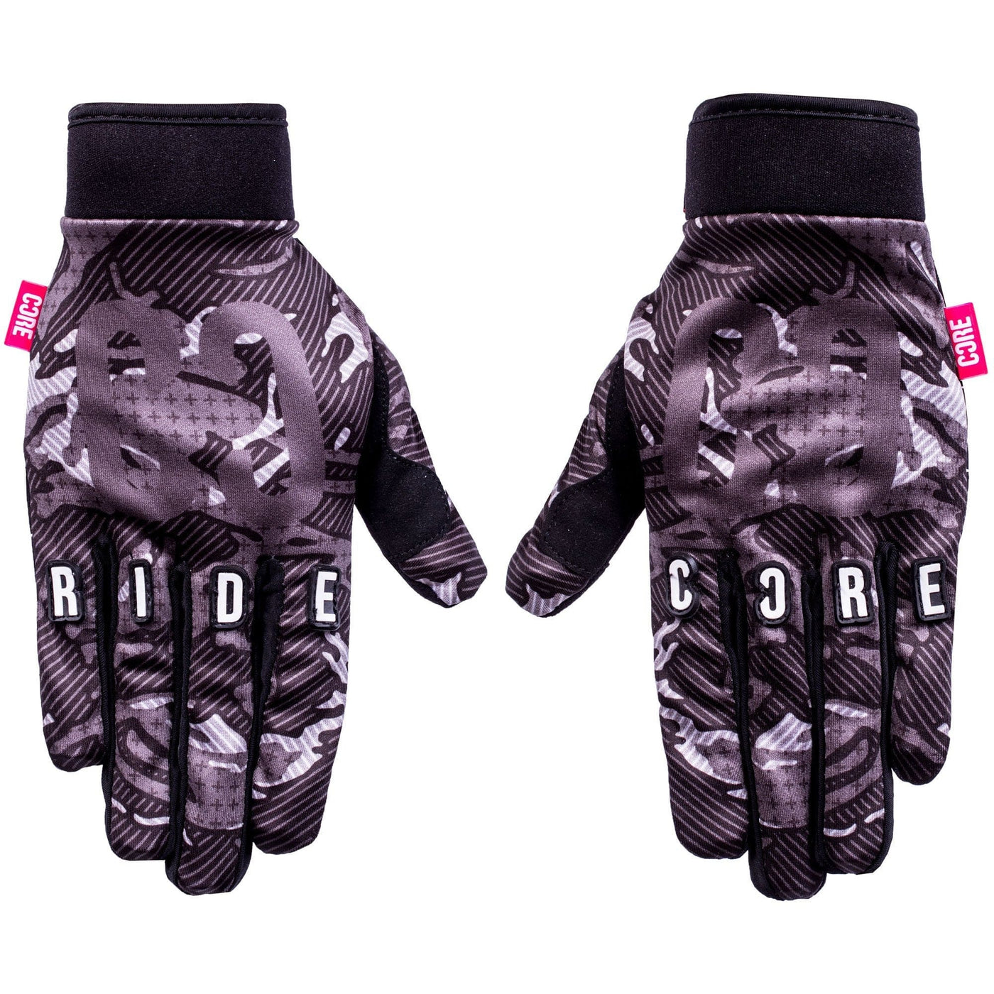 CORE Protection BMX Gloves Black Camo I Bike Gloves Both Top