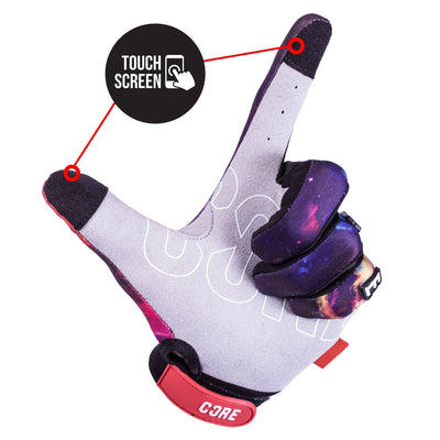 CORE Protection BMX Gloves Neon Galaxy I Bike Gloves Touch Screen