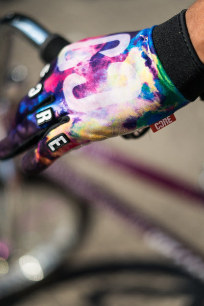 CORE Protection BMX Gloves Neon Galaxy I Bike Gloves Zoomed In Product