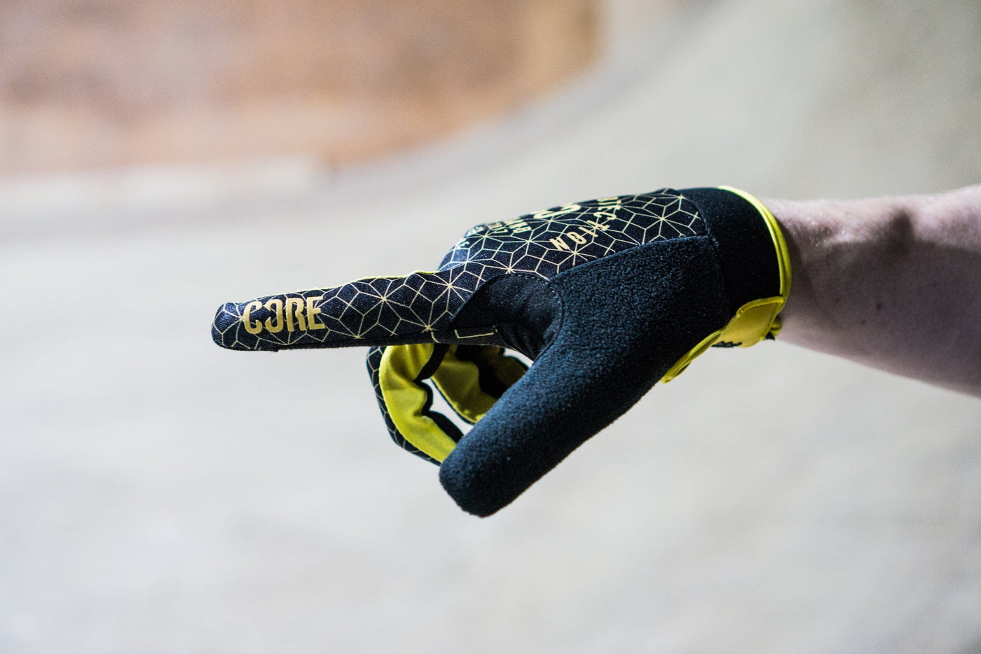 CORE Protection BMX Gloves SR Black Gold Geo I Bike Gloves Products on Point