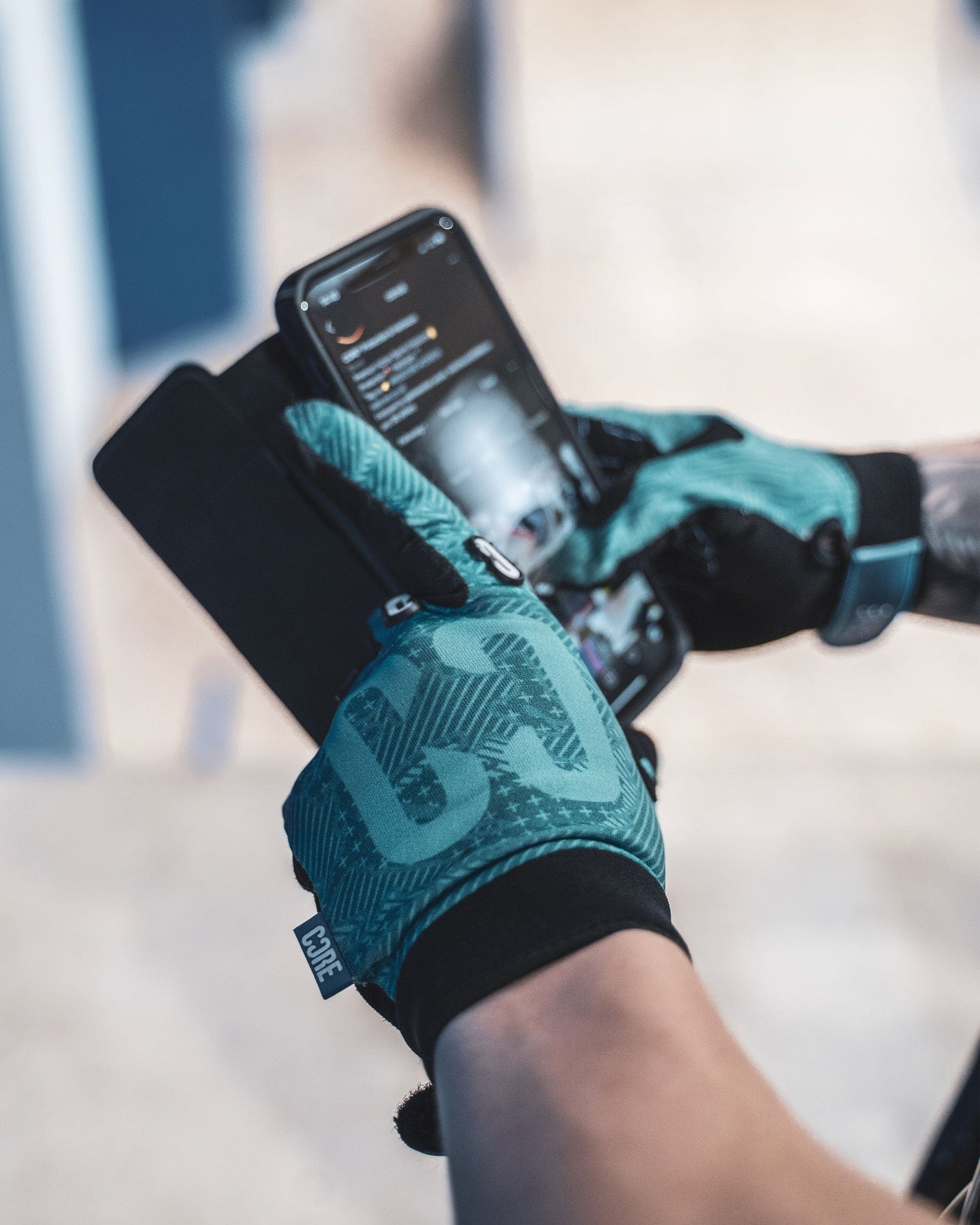 CORE Protection BMX Gloves Teal I Bike Gloves Using Phone With Gloves