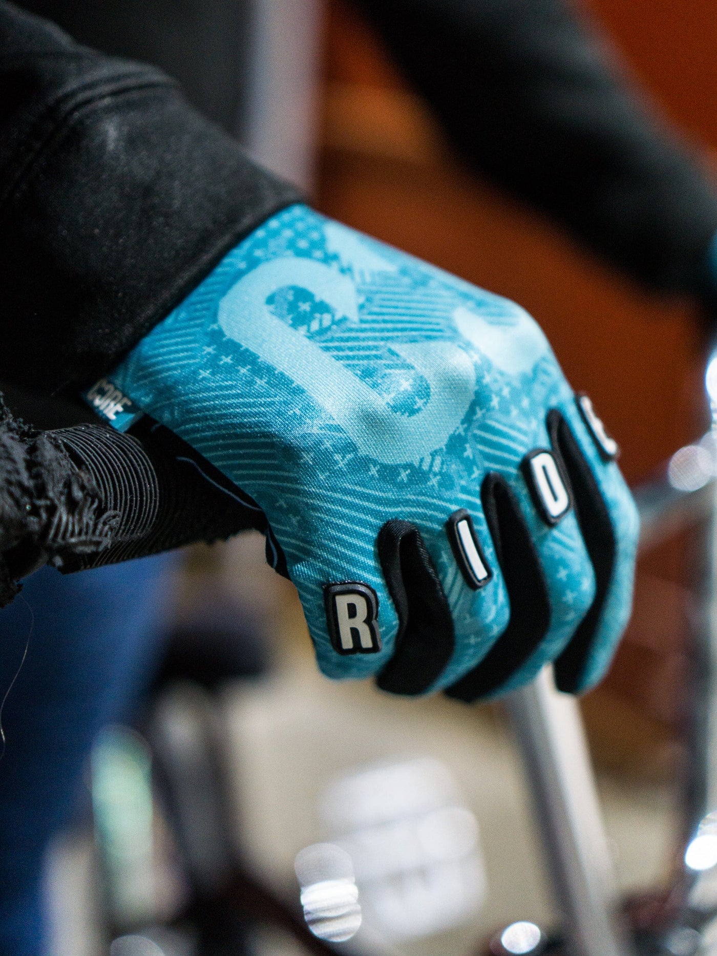 CORE Protection BMX Gloves Teal I Bike Gloves Zoomed in Product in Use