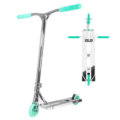 CORE SL2 Stunt Scooter Chrome & Teal I Adult Stunt Scooter Bottom Angled