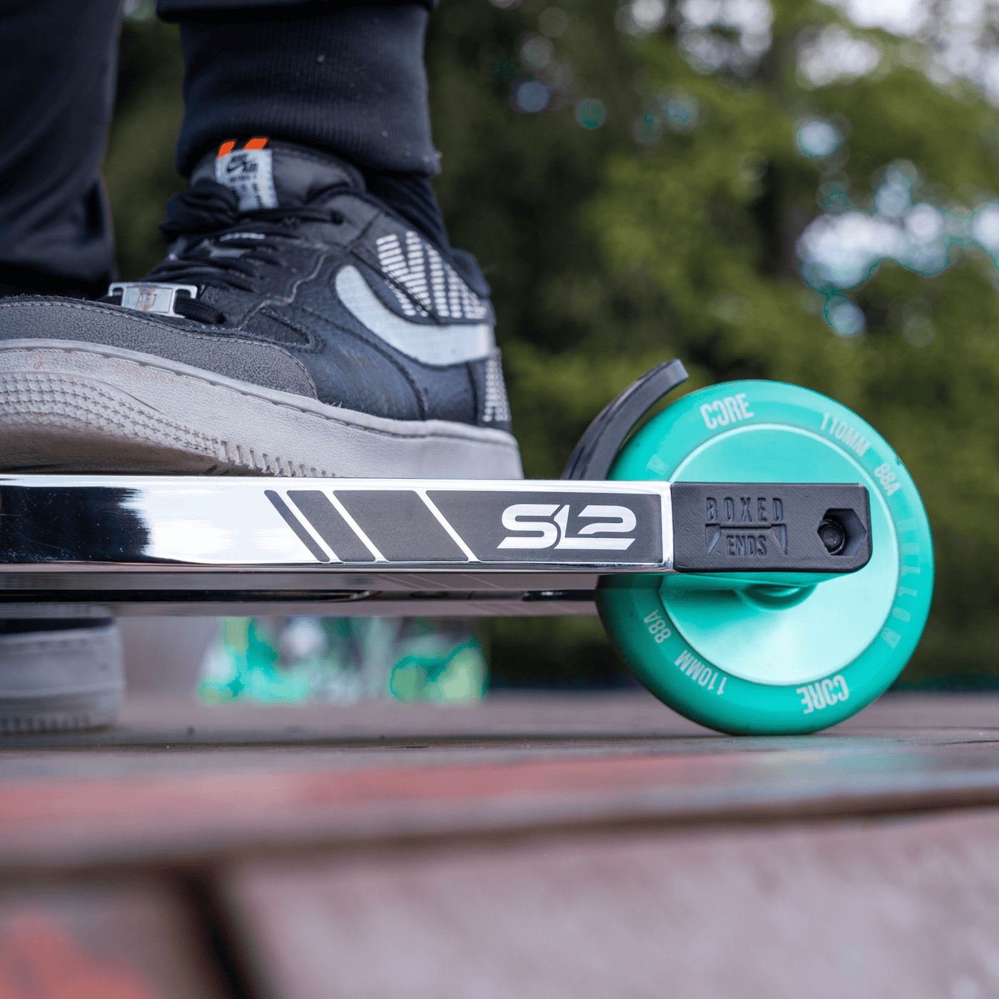 CORE SL2 Stunt Scooter Chrome & Teal I Adult Stunt Scooter Shoe Wheel