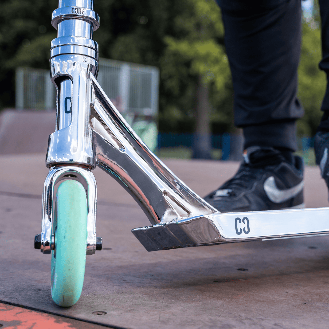 CORE SL2 Stunt Scooter Chrome & Teal I Adult Stunt Scooter Ride